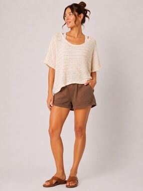 Bibi Tan Lightweight Knit Sweater Oversized